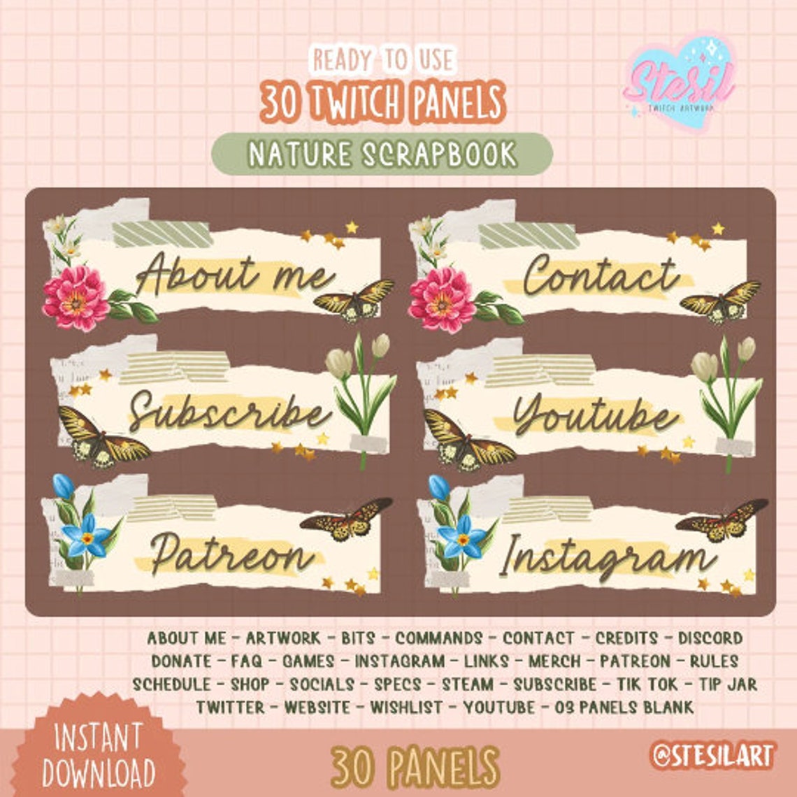 ANIMATED Twitch Stream Package / Nature Scrapbook Theme / Etsy
