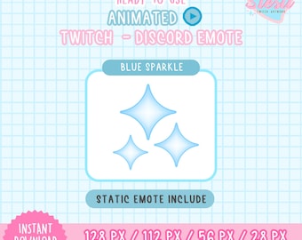 Animated and Static Twitch - Discord Emote / Sparkle / BLUE Color / Star / Shine /  kawaii / Streamer / Pastel / Galaxy