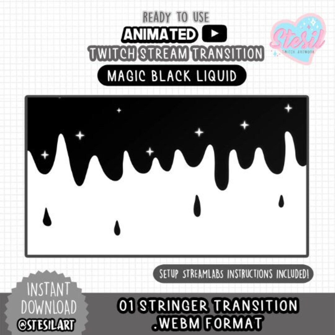Transition Magic Image Twitch Stinger Transition / Magic Black Liquid / Spark / Glitter / Star ...