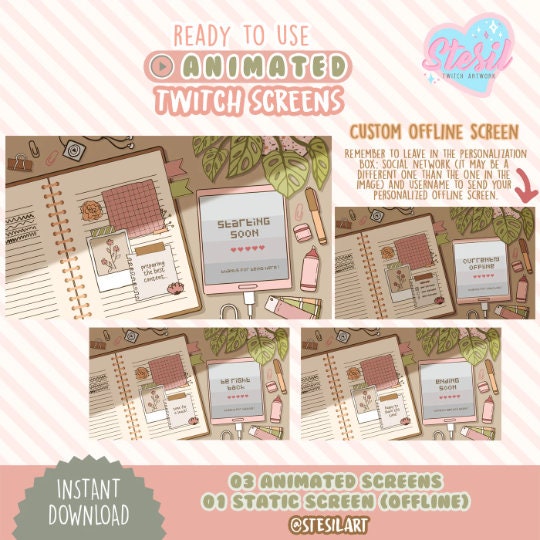 ANIMATED Twitch Stream Package / Aesthetic Bullet Journal - Etsy