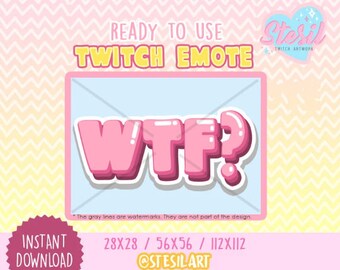 Twitch Emote / WTF / Pastel /  kawaii / Streamer Graphics