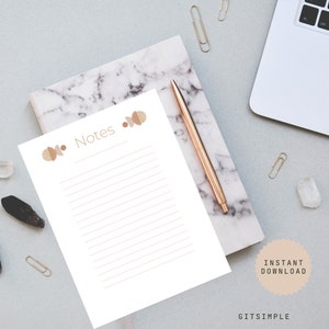 Notes Page Design Pink Circles, Printable Notes Page, Lined Notes, Downloadable Printable Notes, Instant Download, Printable Download Notes