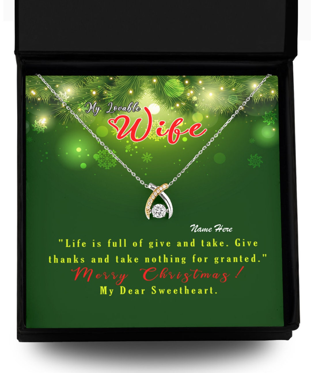 Heartwarming Wishbone Dancing Necklace to My Lovable Wife Appreciation