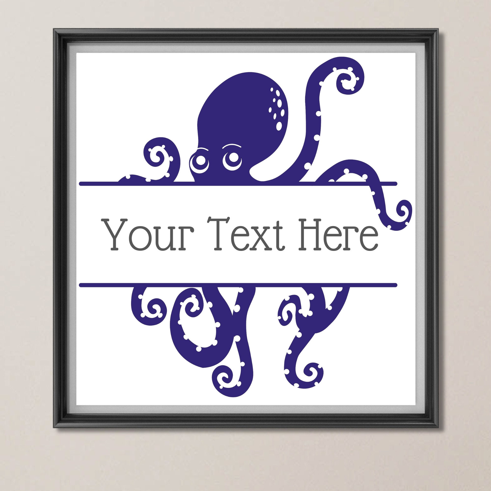 Octopus Split Monogram Svg Png/ Split Octopus Add Your Own Text Svg ...