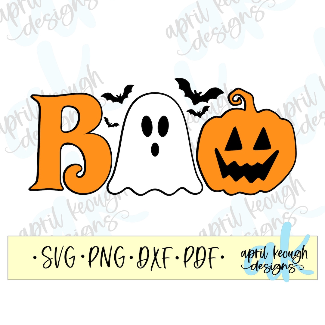 Boo Svg Png/ Boo Ghost Pumpkin Svg Png/ Whimsical Boo Clip Art/ Cute ...