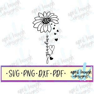 Flor de la abuela con corazones svg png/ día de la madre flor corte archivo cricut silueta/ Abuela flor clip art/ Abuela amor svg/ Abuela svg