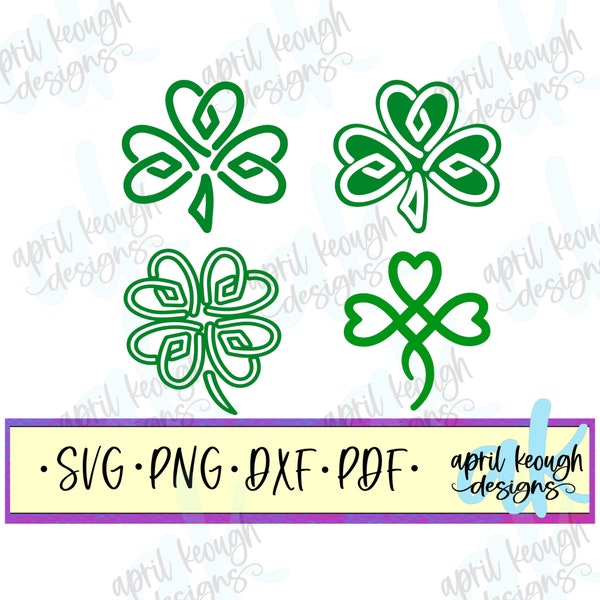 Celtic Shamrock Bundle svg png/ Lucky clover clip art/ st patricks day svg png/ irish Celtic svg/ shamrock cut file for cricut silhouette