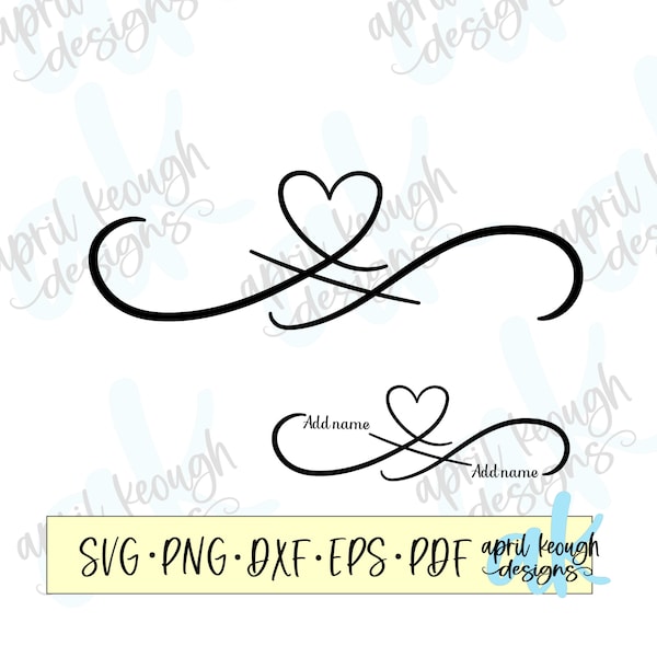 Infinity heart swirl with cut out svg png/ Add your own text infinity heart svg/ Customize with your own text heart cut file/ love names svg