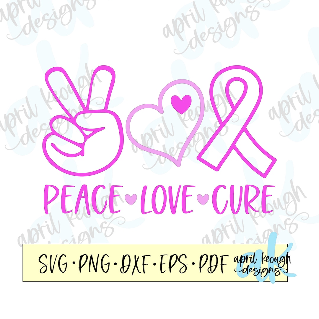 Peace Love Cure Svg Png/ Breast Cancer Ribbon Clip Art/ Pink - Etsy
