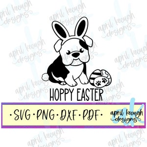 Hoppy easter dog cutout svg png/ dog in bunny ears svg/ easter dog cut file for cricut silhouette/ funny hoppy easter svg png/ bulldog svg