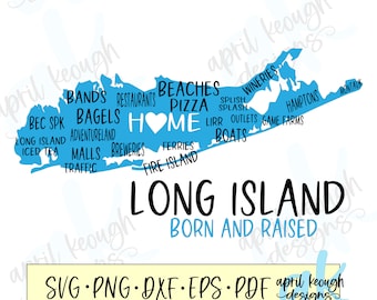 Long Island born and raised SVG/ Long Island Home svg/ Long Island svg/ Long Island beaches bagels/ Long Island whimsical svg