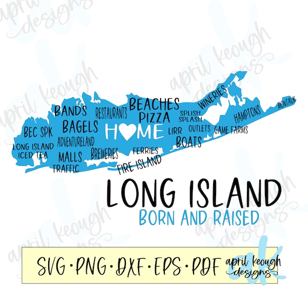 Long Island born and raised SVG/ Long Island Home svg/ Long Island svg/ Long Island beaches bagels/ Long Island whimsical svg