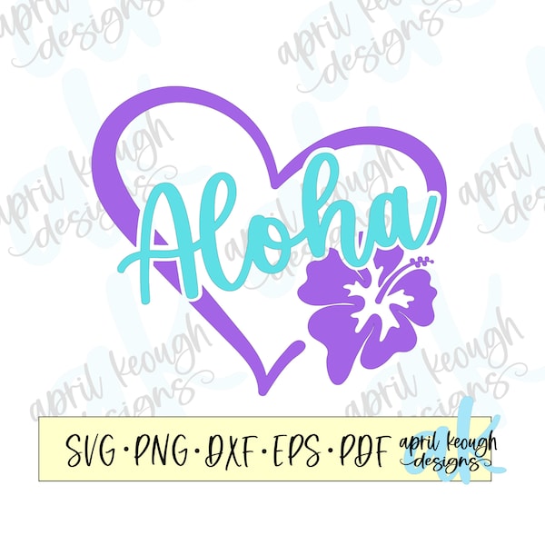 Aloha hibiscus heart svg png/ Aloha heart clip art/ hibiscus flower svg png/ Hawaiian heart cricut silhouette cut file/ Aloha shirt design
