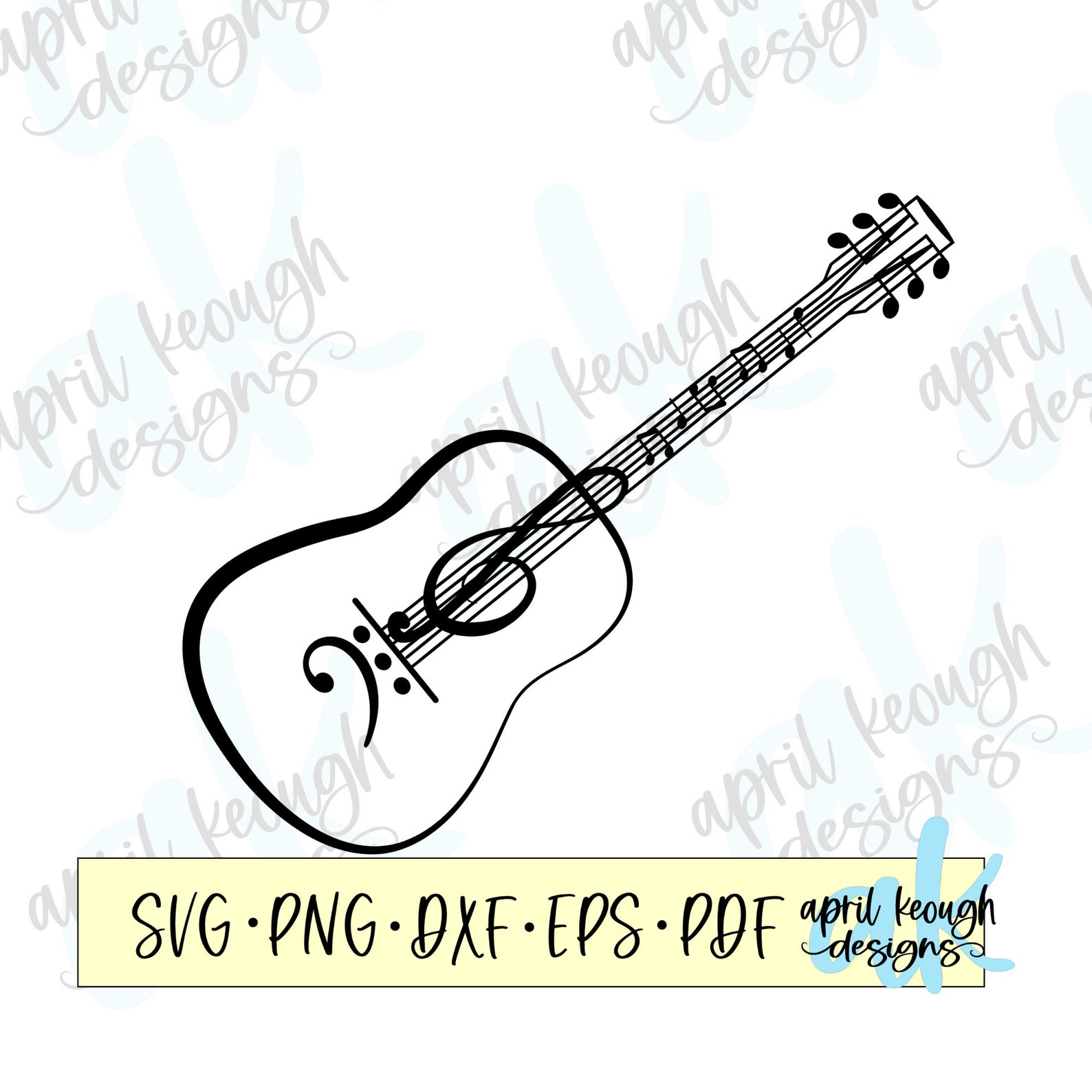 Music Notes Guitar Svg Png/ Music Symbols Guitar/ Guitar Clip Etsy