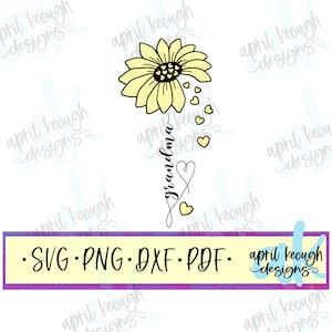 Flor de la abuela con corazones svg png/ día de la madre flor corte archivo cricut silueta/ Abuela flor clip art/ Abuela amor svg/ Abuela svg