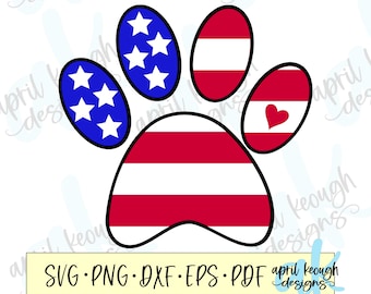 Paw print flag svg png/ patriotic paw print svg/ American paw print clip art/ Fourth of July paw print/ Flag Paw print cut file clip art