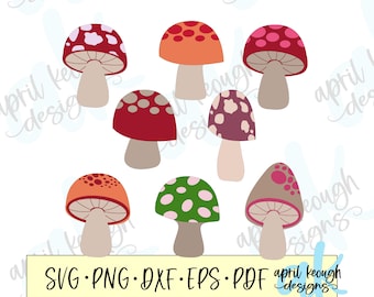 Mushroom svg bundle/ 8 mushroom layered svg files/ mushroom cut file/ mushroom cricut silhouette/ mushroom clip art bundle/ fungi cut files