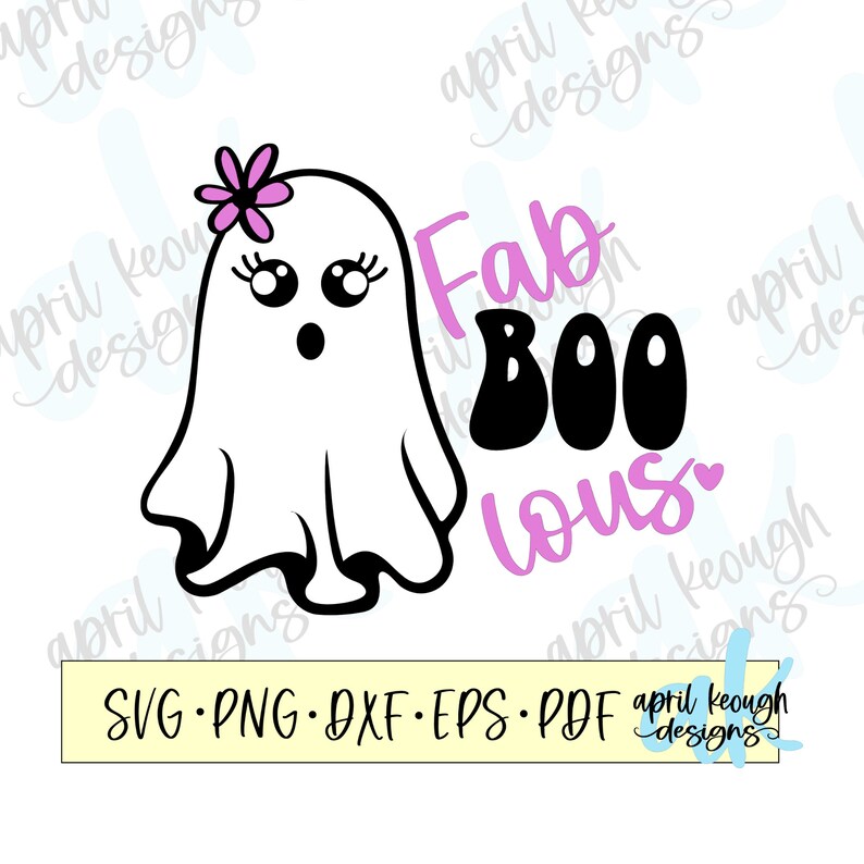 Fab BOO Lous Svg Png/ Cute Ghost Svg Png/ Whimsical Ghost Clip Art ...