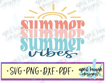 Summer vibes svg png/ retro summer svg png/ retro beach cut file cricut silhouette/ summer sun svg png/ good vibes clip art