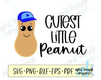 Cutest Little Peanut svg/ Niño pequeño maní svg/ Lindo bebé onesie svg/ bebé maní cortado archivo/ Recién nacido maní svg/ bebé niño maní svg