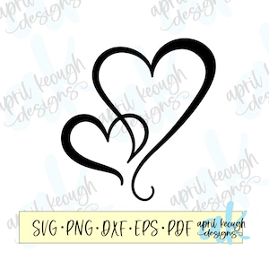 Dubbel hart swirl svg / twee harten svg / dubbel hart illustraties / dubbel hart gesneden bestand cricut silhouet / hart svg png / twee harten shirt svg