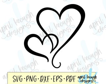 Podwójne serce wirujące svg/dwa serca svg/podwójne serce clipart/podwójne serce plik cięty cricut sylwetka/serce svg png/dwa serca koszulka svg