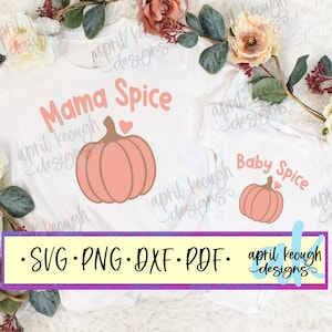 Mama Spice e Baby Spice zucca SVG PNG/Zucca Spice Bundle SVG PNG/Autunno Mommy and Me camicie cricut silhouette/Baby Shower Zucca SVG