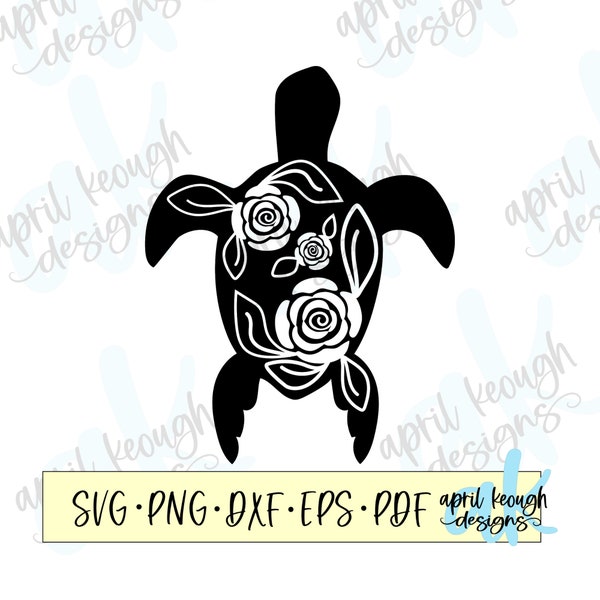 Sea turtle with roses svg/ Sea turtle with flower cut out svg/ mandala sea turtle svg/ mandala sea turtle clip art/ sea turtle design