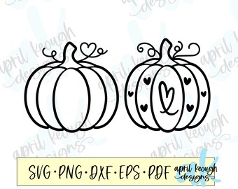 Pumpakärlek svg png/ Pumpahjärtan svg png/ pumpa clipart/ pumpa med hjärtan Cricut silhuett/ pumpabunt/ söt pumpa svg