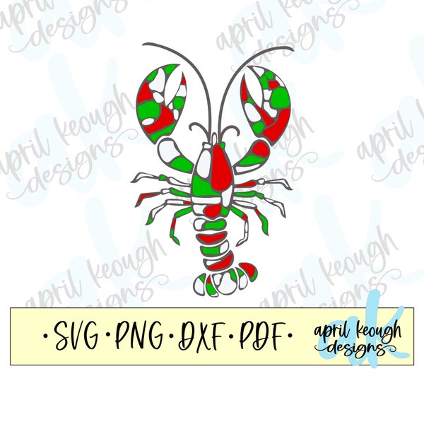 Christmas Lobster svg png/ Lobster mosaic clip art/ Christmas lobster cricut cilhouette cut file/ crustacean core svg png/ nautical xmas svg