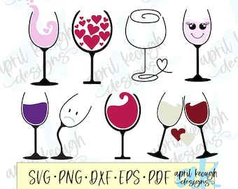 Wine glass bundle!  Wine glass svg/ wine glass heart svg/ wine glass line art svg/ wine glass clip art/ wine glass svg bundle