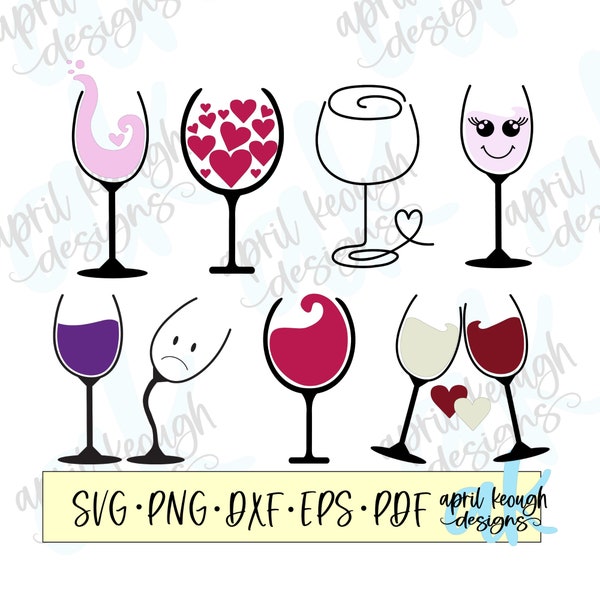 Wine glass bundle!  Wine glass svg/ wine glass heart svg/ wine glass line art svg/ wine glass clip art/ wine glass svg bundle