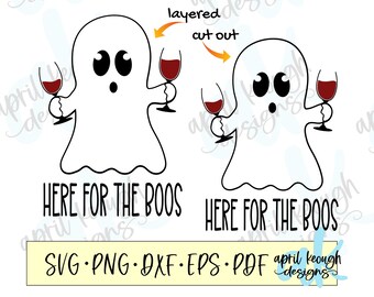 Aquí para los Boos svg png/ fantasma bebiendo svg png/ clip art de fantasma caprichoso/ archivo de corte de Halloween silueta de Cricut/ Halloween boos svg png