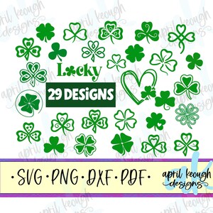 Shamrock Bundle svg png/ Lucky clover clip art/ st patricks day svg png/ irish Celtic svg/ four leaf clover cut file for cricut silhouette
