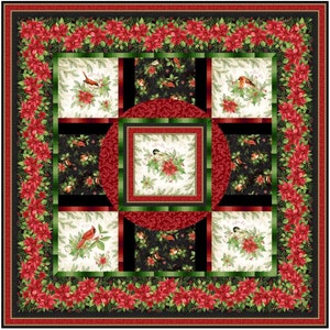 Winter Song Christmas Heirloom Holiday Wall Quilt or Table Topper by Jan Douglas Design (Size:  48&quot; x 48&quot;)