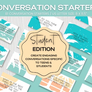 TEEN CONVERSATION STARTERS bundle, Table Topics for Parent & Teens, Icebreaker Games with Friends, Family Dinners, Students School