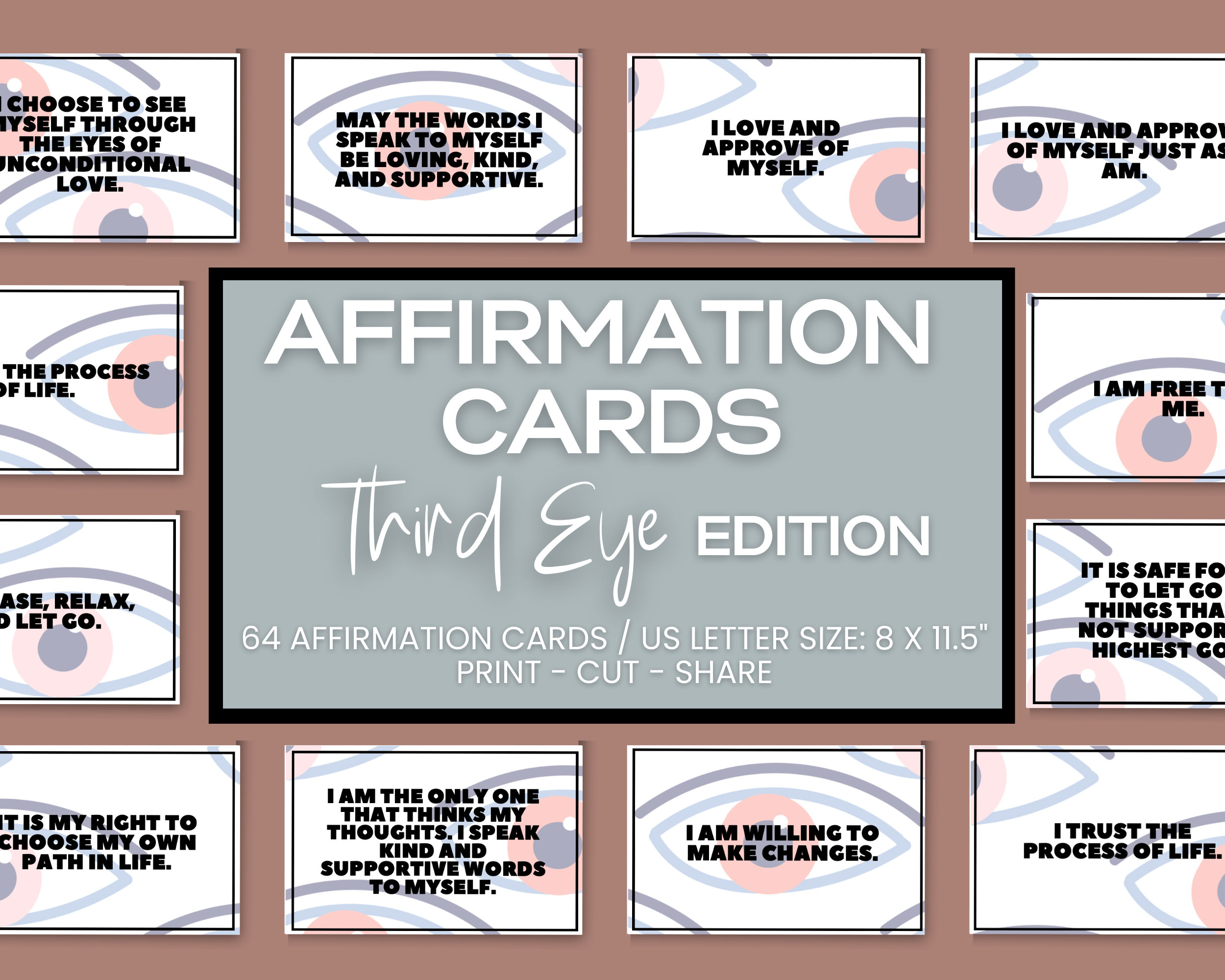 64 Printable Affirmation Cards, Third Eye Edition (digital Download) - Etsy