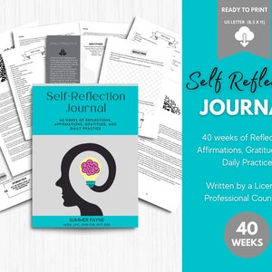 SELF-REFLECTION JOURNAL | Self Love Journal | Mindfulness Journal | Mental Health | Wellness Journal | Gratitude Journal