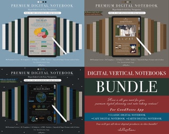 Paquete de cuadernos digitales GoodNotes / 3 estilos, más de 5000 pegatinas (descarga digital)