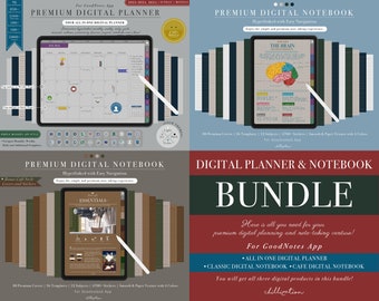 GoodNotes Ultimate Bundle: 2023 2024 Premium All-In-One Digital Planner | 2 x Signature Digital Notebooks | 5000+ Stickers