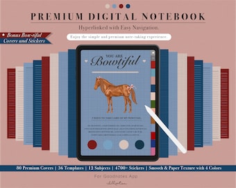 GoodNotes You are Bowtiful Digital Notebook | 4700+ Stickers | 12 Custom Sections | 92 Covers | 36 Notes Styles  | 4 Paper Styles