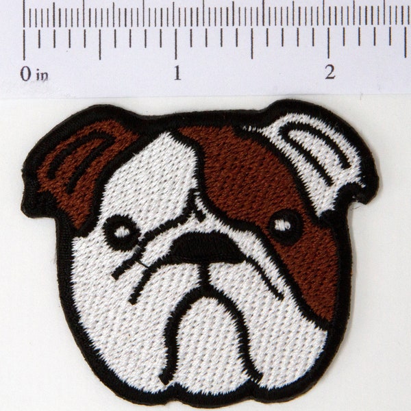 Bulldog embroidered iron-on patch