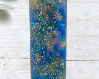 Free Shipping BLUE SKY GLITTER - Shimmer Skinny Tumbler, Sublimation Design, Personalize, Gift for Her,  Made to Order