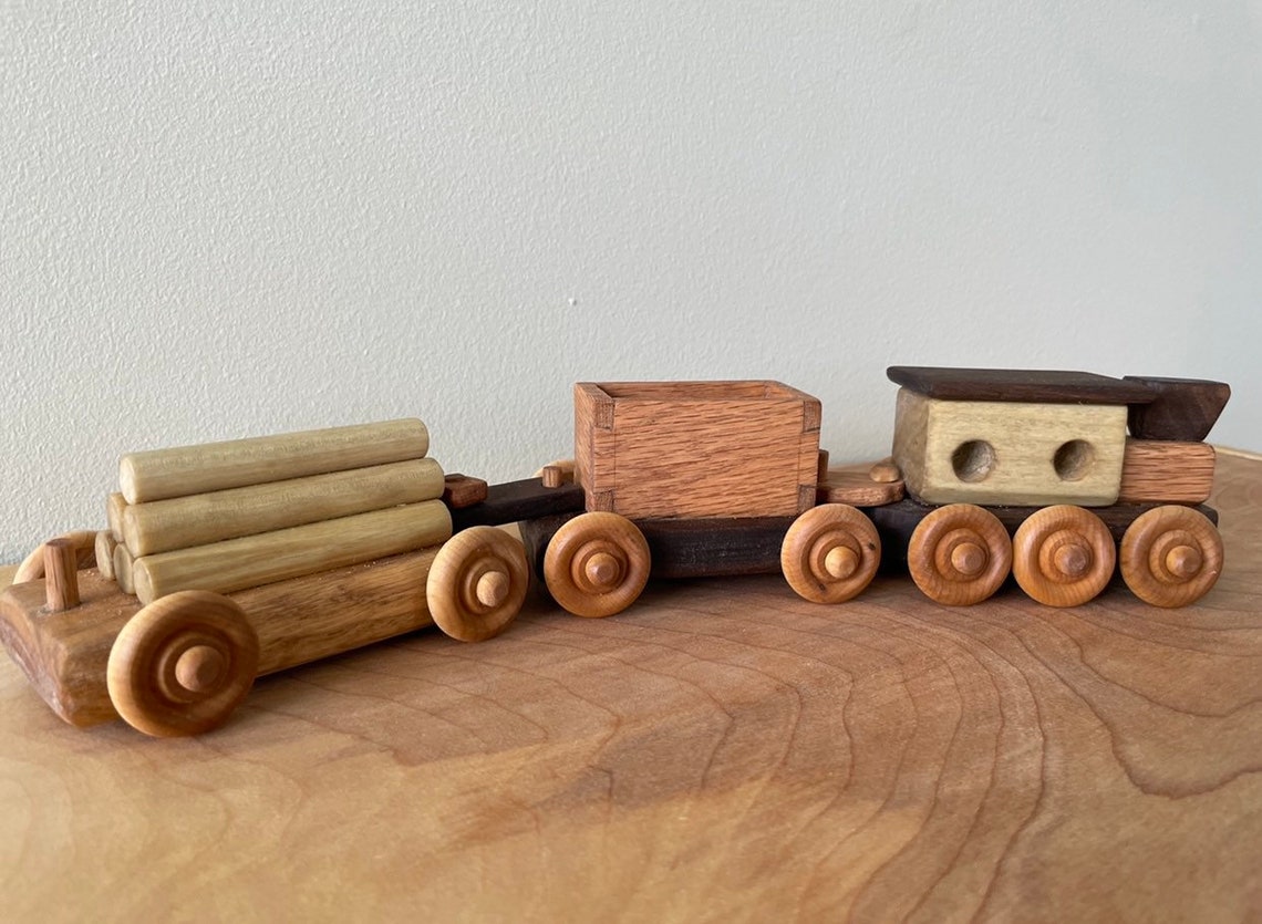 Handmade Wood Train Set Toddler Push Train Toddler Toy Made Etsy