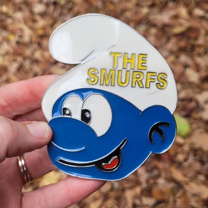 Officiële vintage gesp!  VTG jaren 90 kledingaccessoire grafische tv, uniek cadeau Smurfenliefhebbers, smurfenmemorabilia