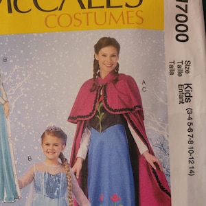 Vintage Children&#39;s Frozen Sewing Pattern 2014, Halloween McCall&#39;s Costumes M7000 Pattern Sizes 3 4 5 6 7 8 9 10 11 12 14. Kid&#39;s Elsa Pattern