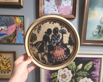 Vintage Gerahmte Nadelspitze Kunst - Viktorianische Paar Liebesszene
