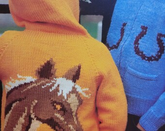 Vintage Children's Knit Animal Sweater Patterns, Beehive #427