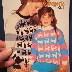 Vintage Cat Knit Sweater Kid / Adult Patterns! Cats Bunny Rabbit Dragon Ducks Elephants Sheep Pig Flowers Panda 1980s Child & Adult