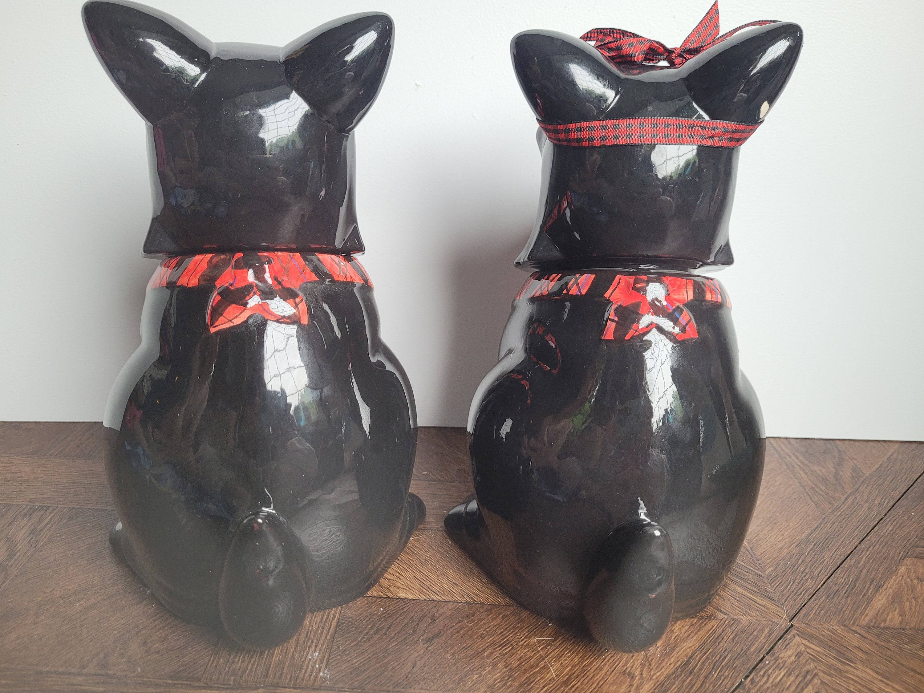 Vintage Black Scottish Terrier Dog Cookie Jars With Red and Etsy